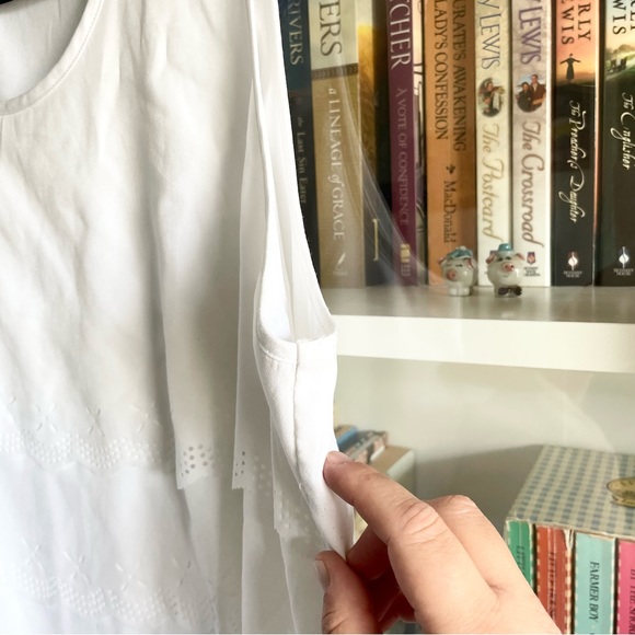 C.J. Banks Perforated Lace Layered Scalloped Sleeveless Blouse - Picture 10 of 10